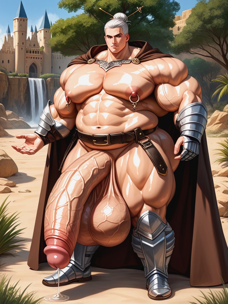 Невероятно Длинный Гиперпенис, Wide Hips, Brown Cape ИИ гей порно