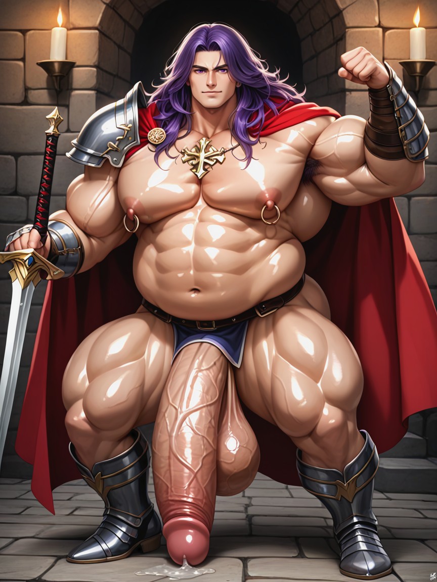 Hyper Thick Muscular Body, Soft Facial Features, Extremely Thick Thighs AI同性戀黃片