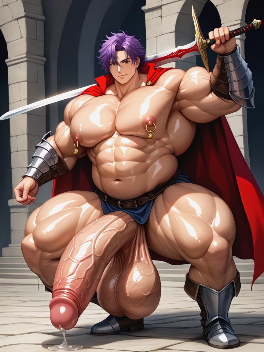Black Armor With Red Highlights, 25+, Gigantic Oversized Heavy Sagging Balls ゲイAIポルノ