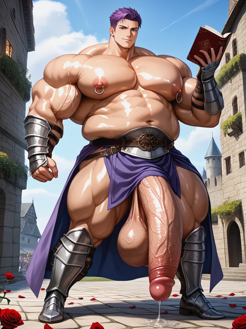 Oiled Skin, Masculine Chest, Holding Book AI同性戀黃片