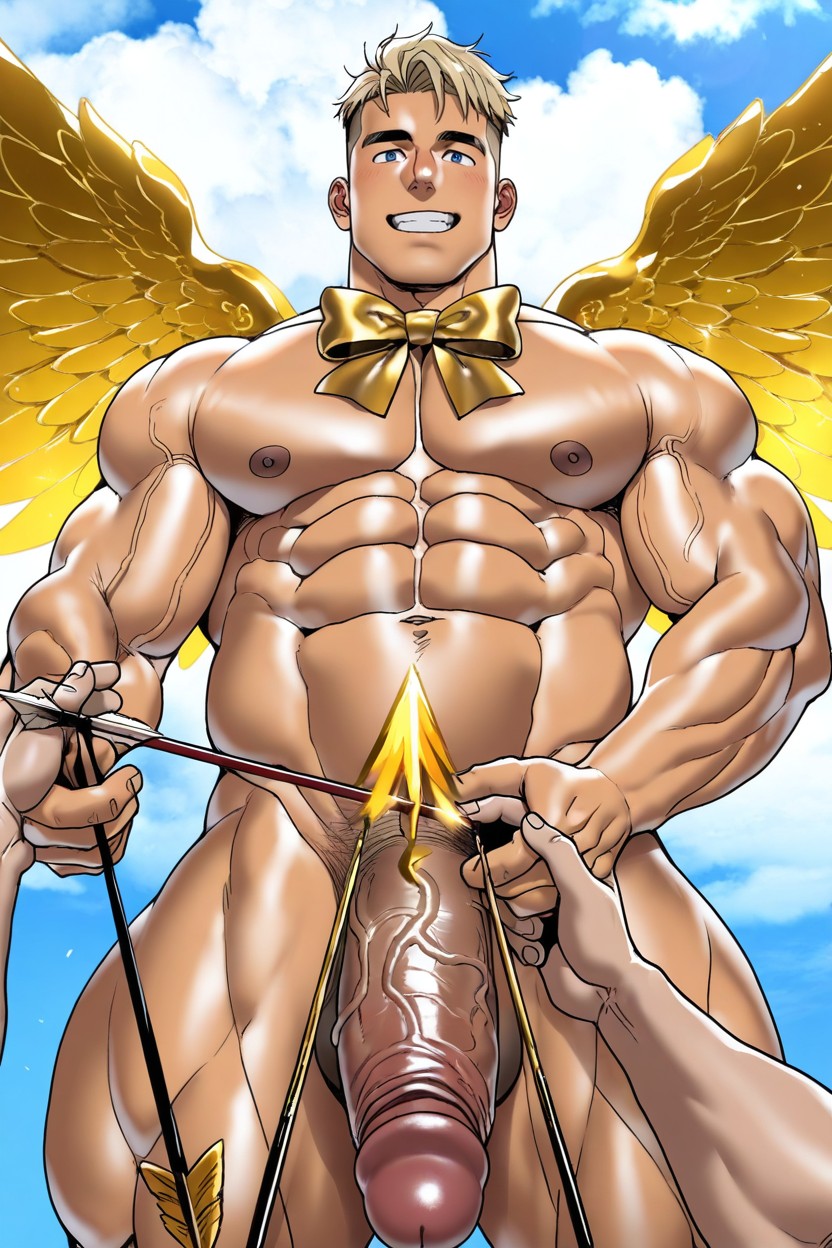 Cupid Angel, Big Long Erect Penis, Bara Style ゲイAIポルノ