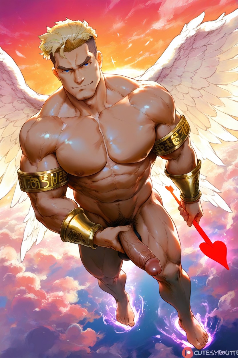 Highly Detailed, Handsome Hunk With Defined Abs And Big Round Pecs, Blonde Hair AI同性恋黄片