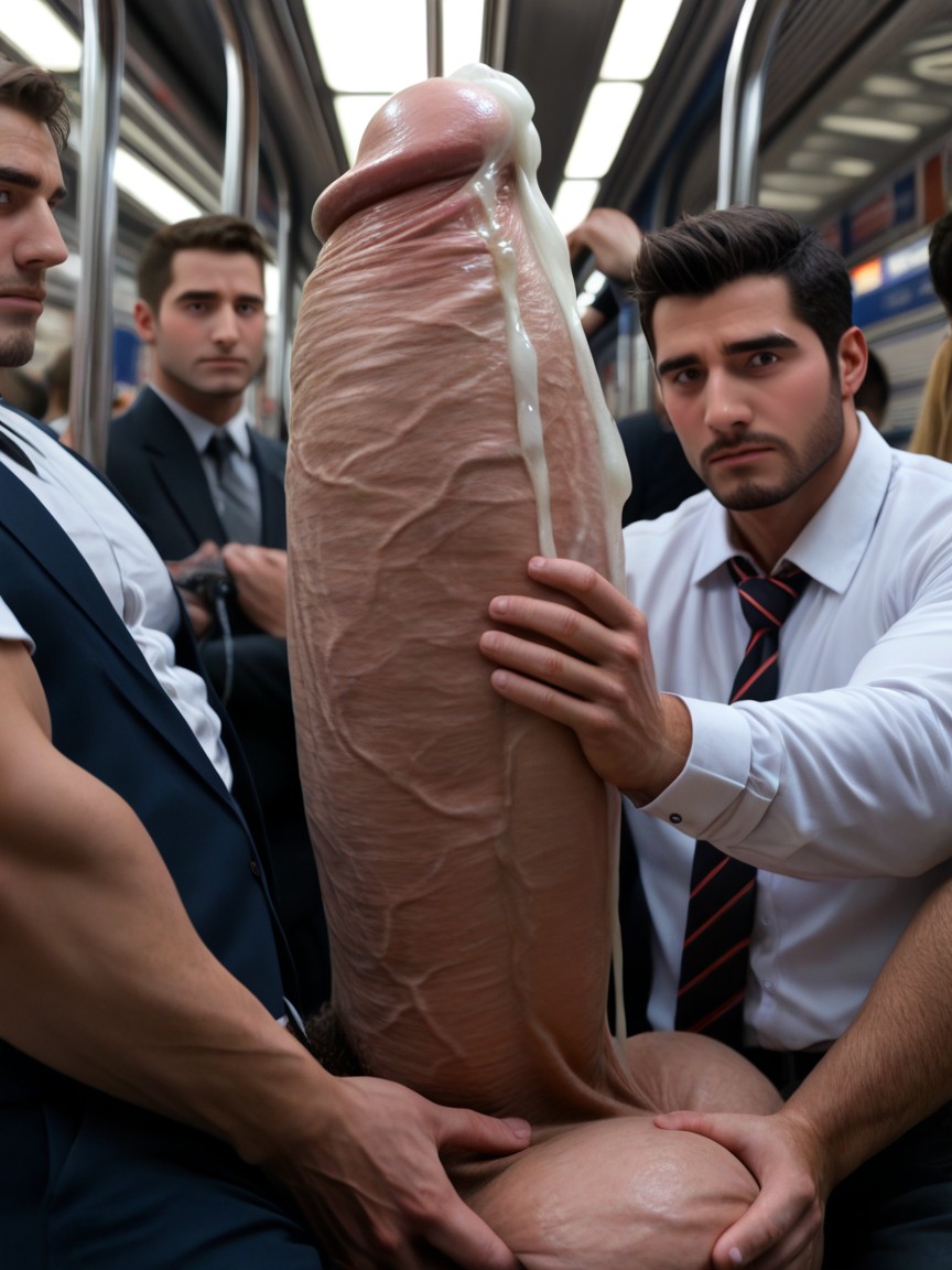 Public, Oversized Impossibly Surreal Uncut Hypercock Longer And Thicker Than Body, Blushing 게이 AI 포르노