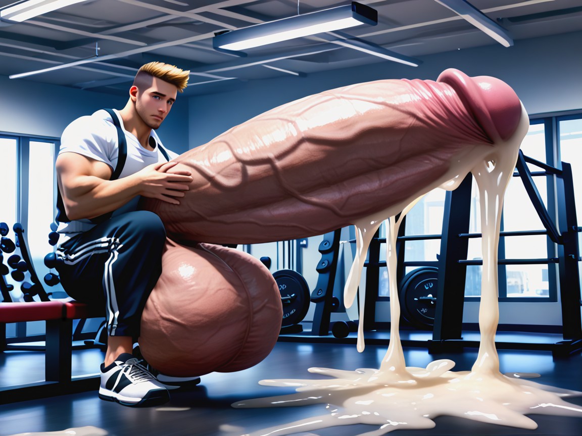 Gym, Lick Own Tip, Facecum Porno IA Gay