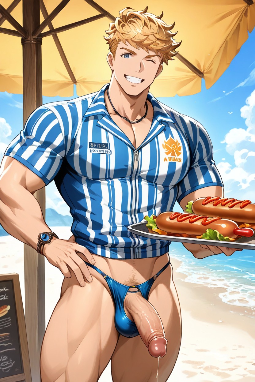 25+, Vane Is Selling Sausage Sandwiches With A Tray Hanging Around His Neck, 眨眼 AI同性戀黃片