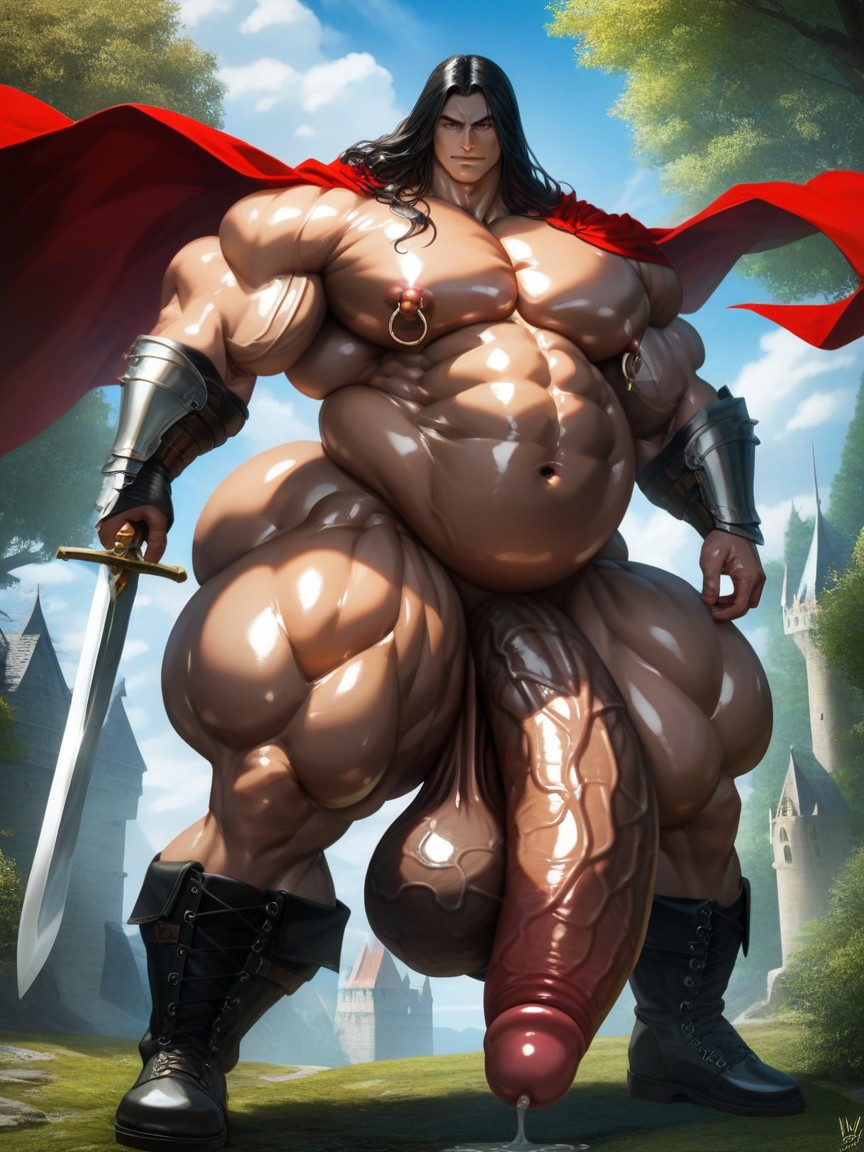 Medieval Castle Setting, Thick Thighs, Gigantic Puffy Erect Nipples ИИ гей порно