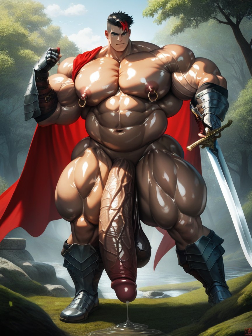 Holding Sword, Hyper Thick Bara Body, Shiny Skin AI同性戀黃片