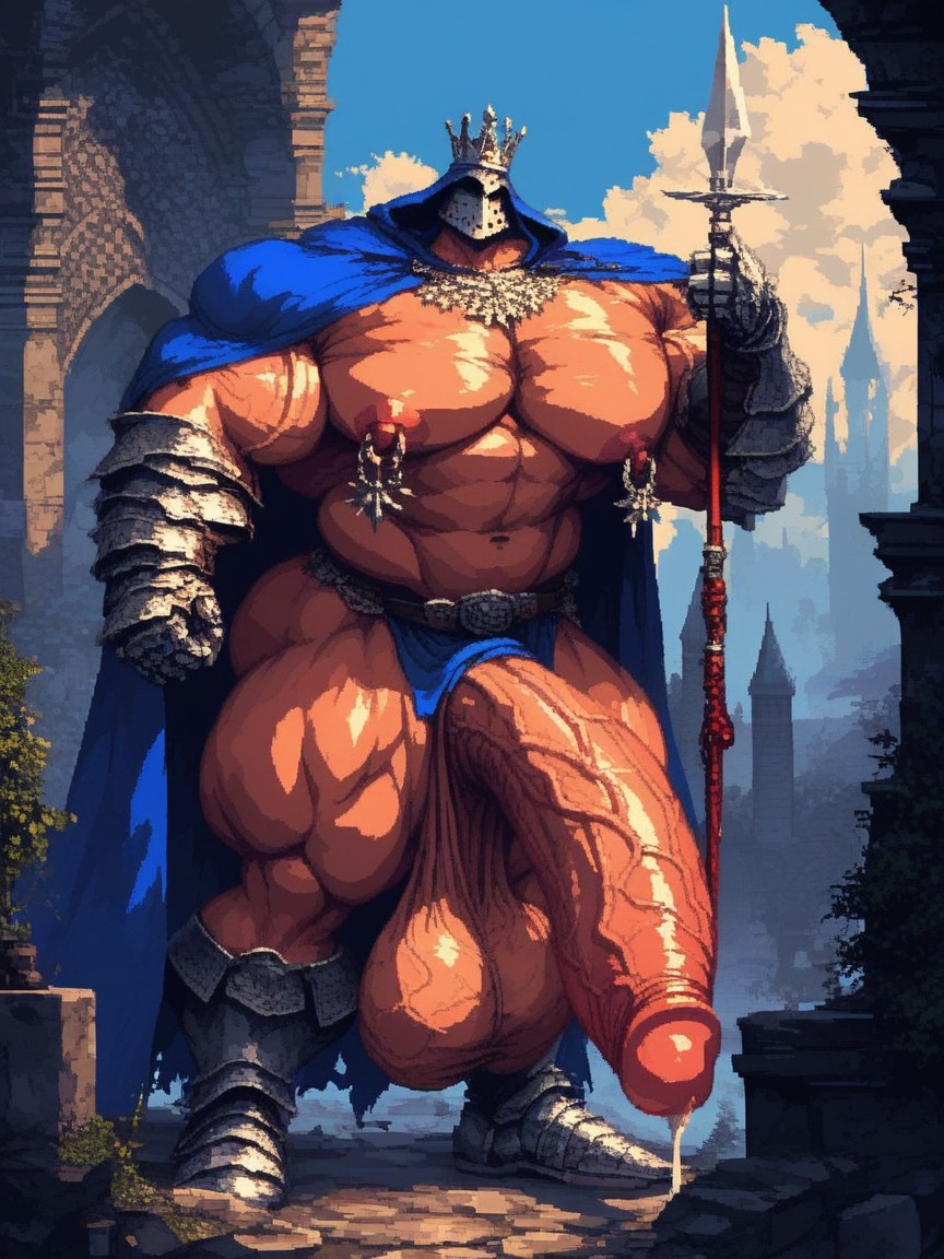 Extrêmement Lourd En Bas, Medieval Castle Setting, Flaccid Porno IA Gay