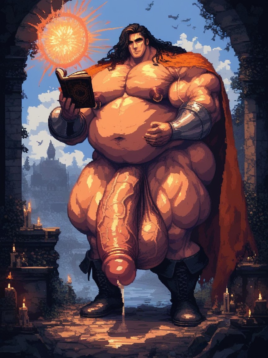 Colorful Irises, Hyper Thick Bara Body, Huge Bulky Muscles Porno IA Gay