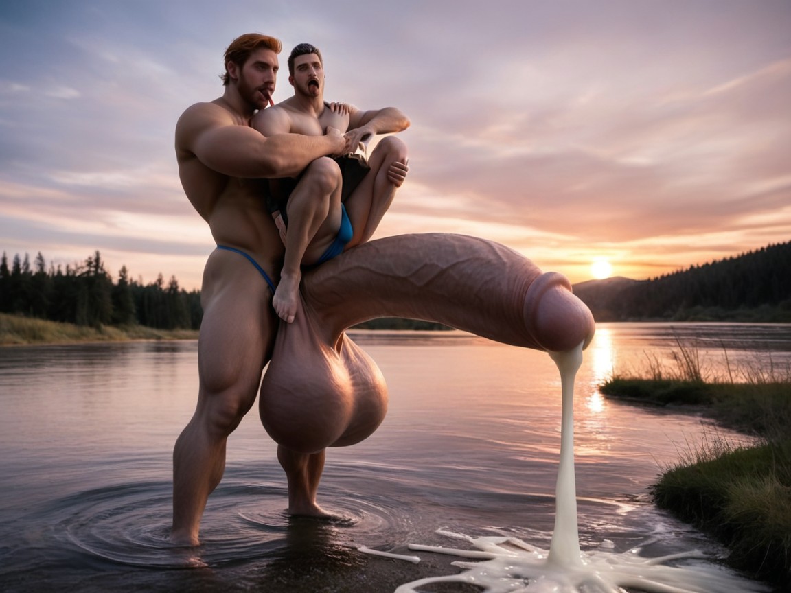 Bearded Hyper Dilf, Close-up, Sunset Porno IA Gay