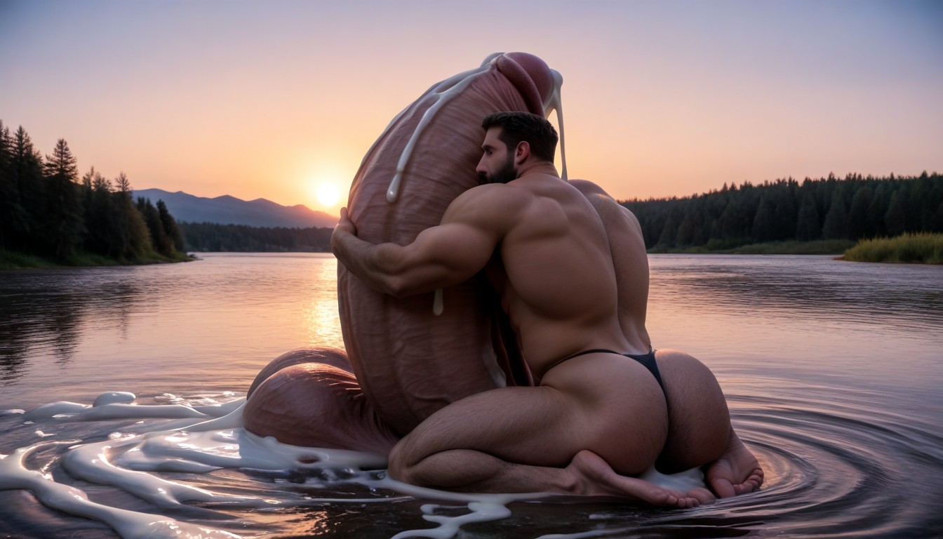 Cum On Tongue, Thong, Angular Features Porno IA Gay