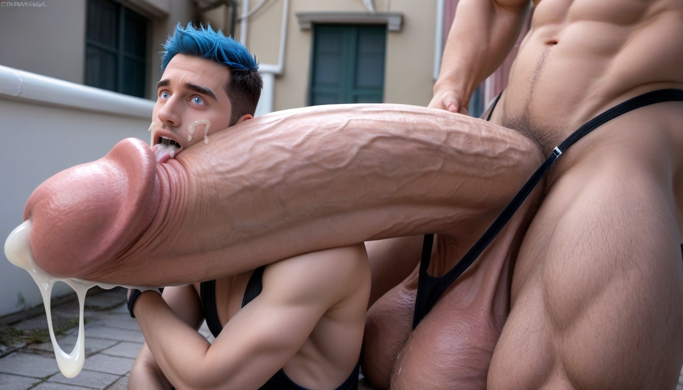 Thong, Square Jaw, Peau Pâle Porno IA Gay