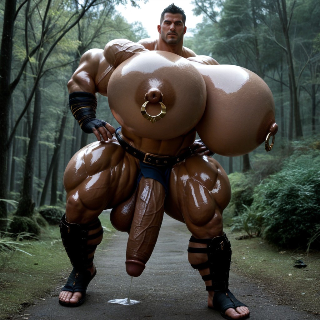 Musclé, Extrêmement Lourd En Bas, Modèle Porno IA Gay