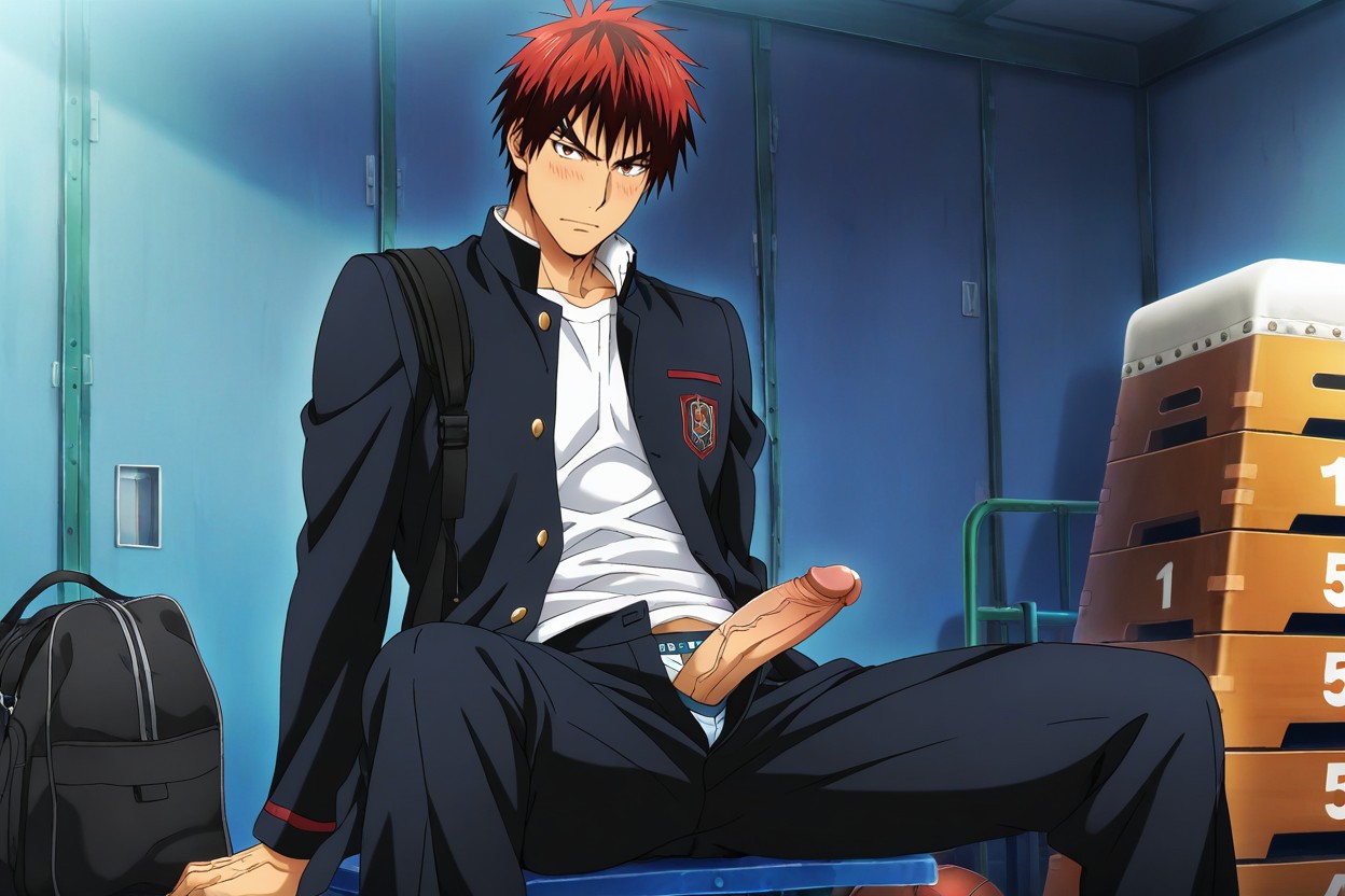 S Anime Style, Sharp Jawline, Exposing His Penis Porno IA Gay