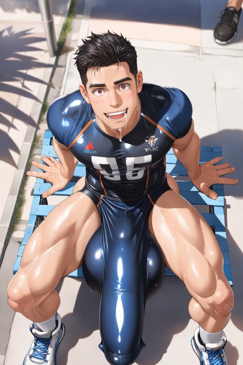 Jambes Écartées, Solo, Male Only Porno IA Gay