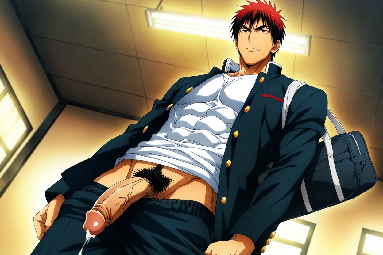 Fierce Crimson Eyes, Holding A Black Sports Duffel Bag With A Shoulder Strap, Alone Porno IA Gay