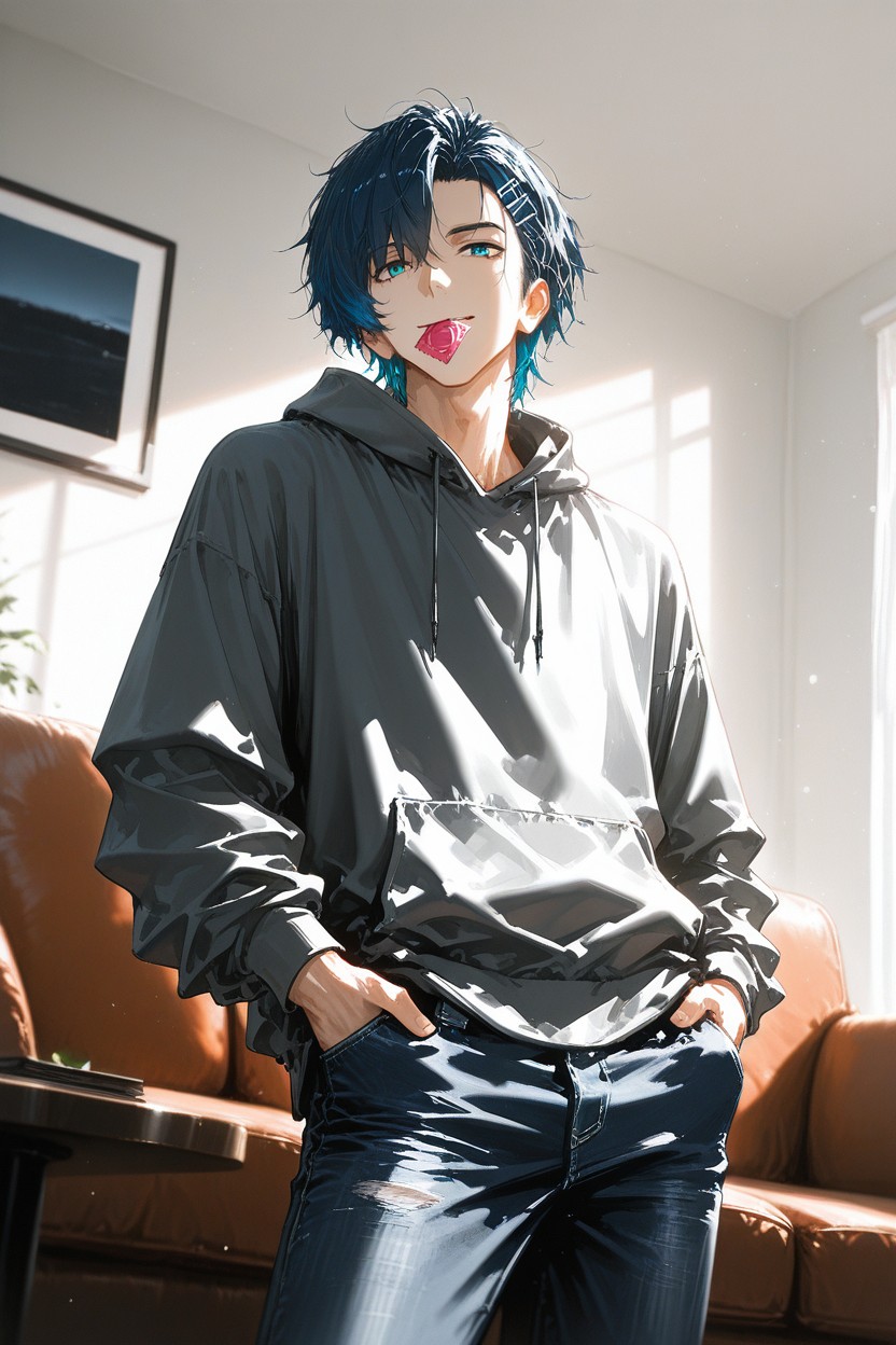 Light Smile, Coup De Buste, Long Eyelashes Porno IA Gay