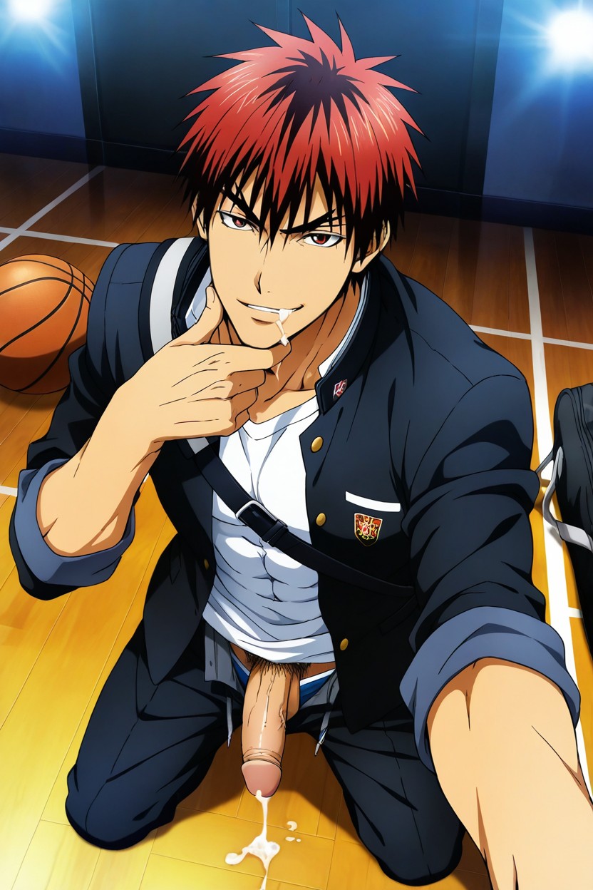 Petit Cul, Sourire Narquois, Wearing Seirin Black Stand-collar Uniform Porno IA Gay
