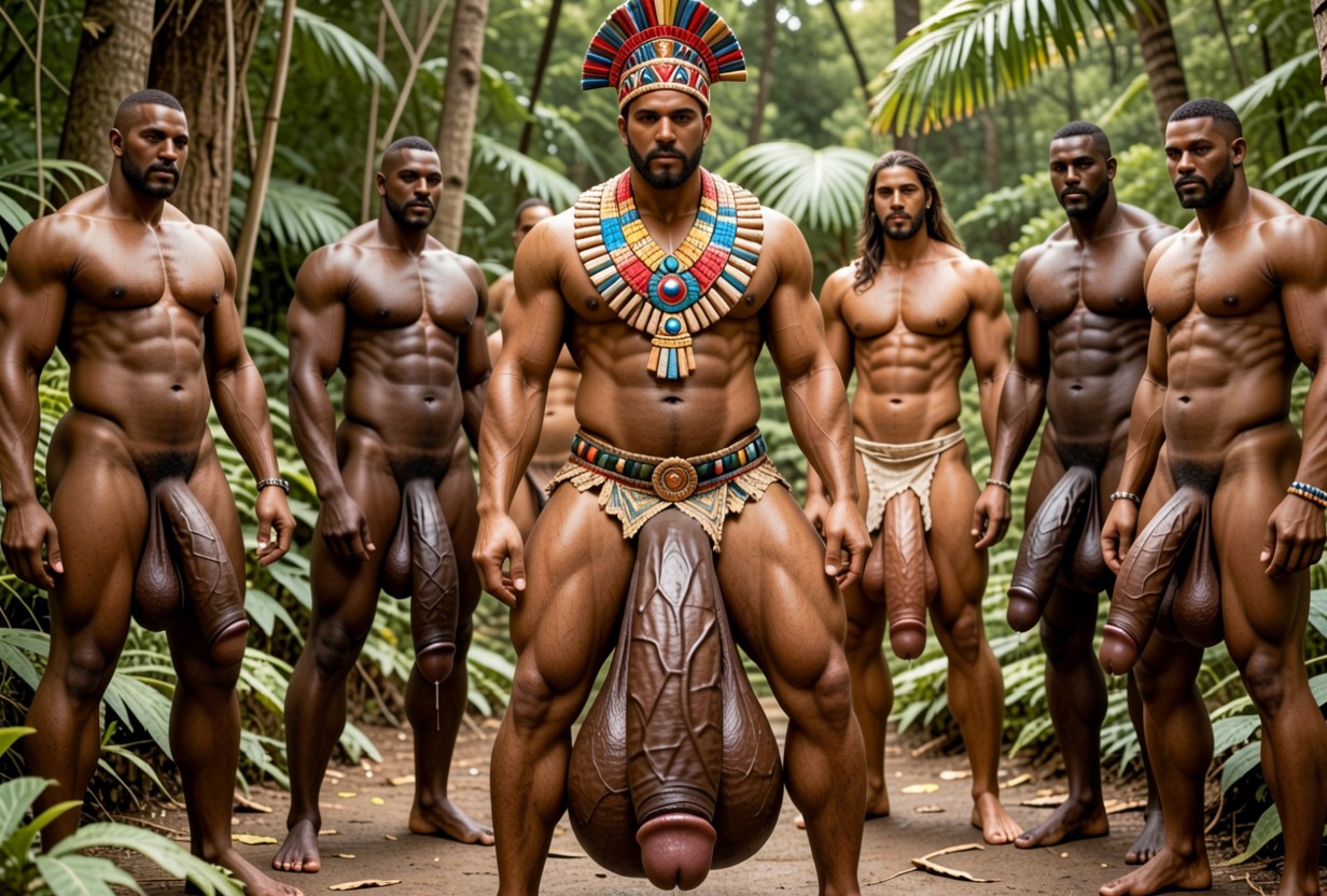 Andvery Intricate Decorative Loincloth, 黒人, And Has Amassive Uncut Dick ゲイAIポルノ