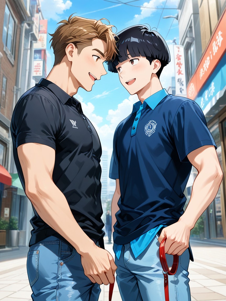 Polo Shirt, Eye Contact, Brown Hair Porno IA Gay