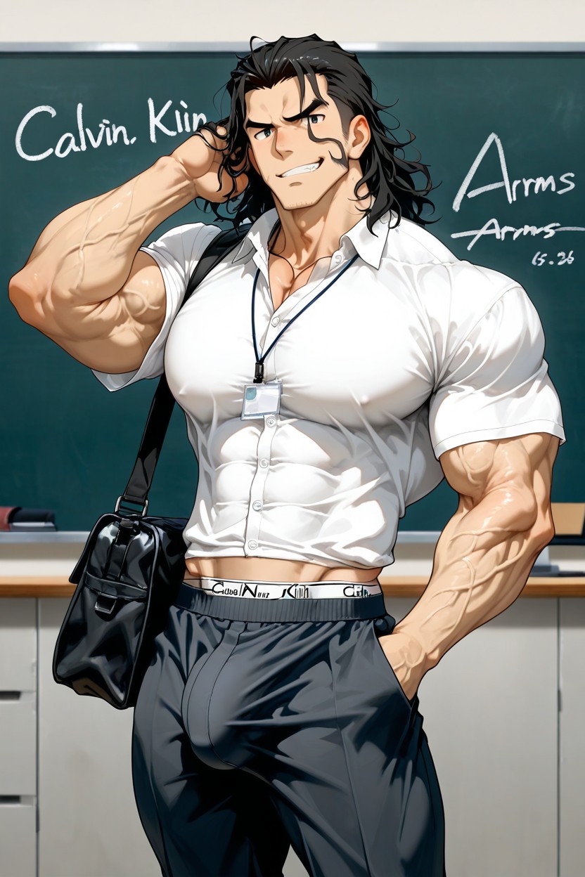 Hair Front Of Eyes, Beitemian Art Style, Massive Pecs Porno IA Gay