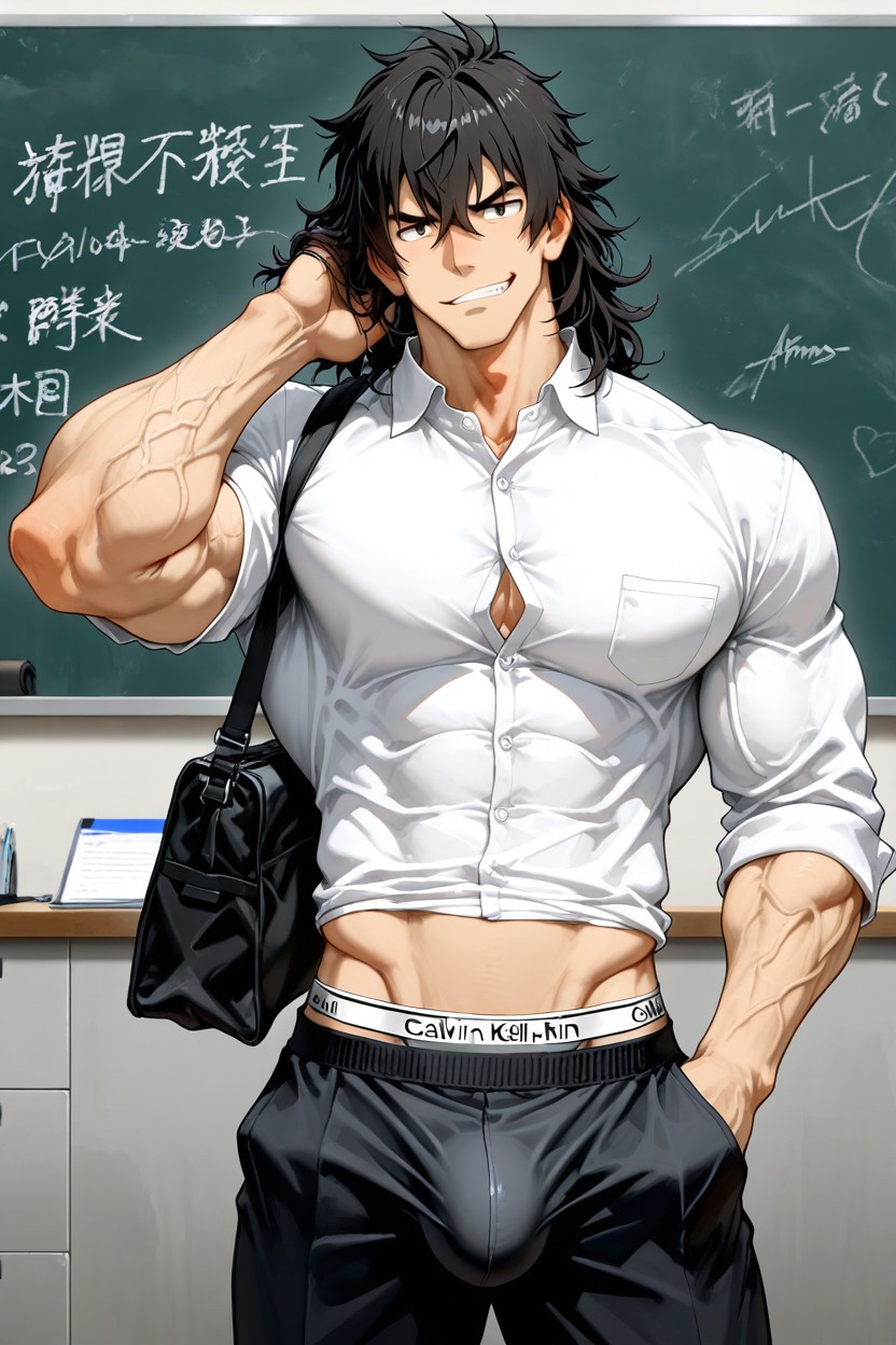 Smallcircumference Waist, Front Of Blackboard, Tight Shirt Porno IA Gay