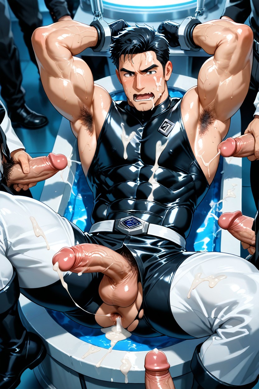 Laboratoire, And The Men Around Him Also Ejaculate, Musclé Porno IA Gay