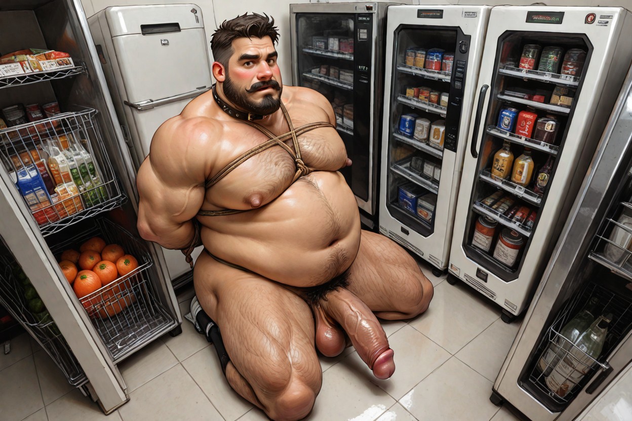 Moustache, Hyper Hairy Chest, Vue De Côté Porno IA Gay