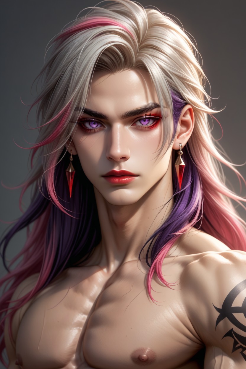 Male, Seductive Eyes, Purple Eyes 게이 AI 포르노