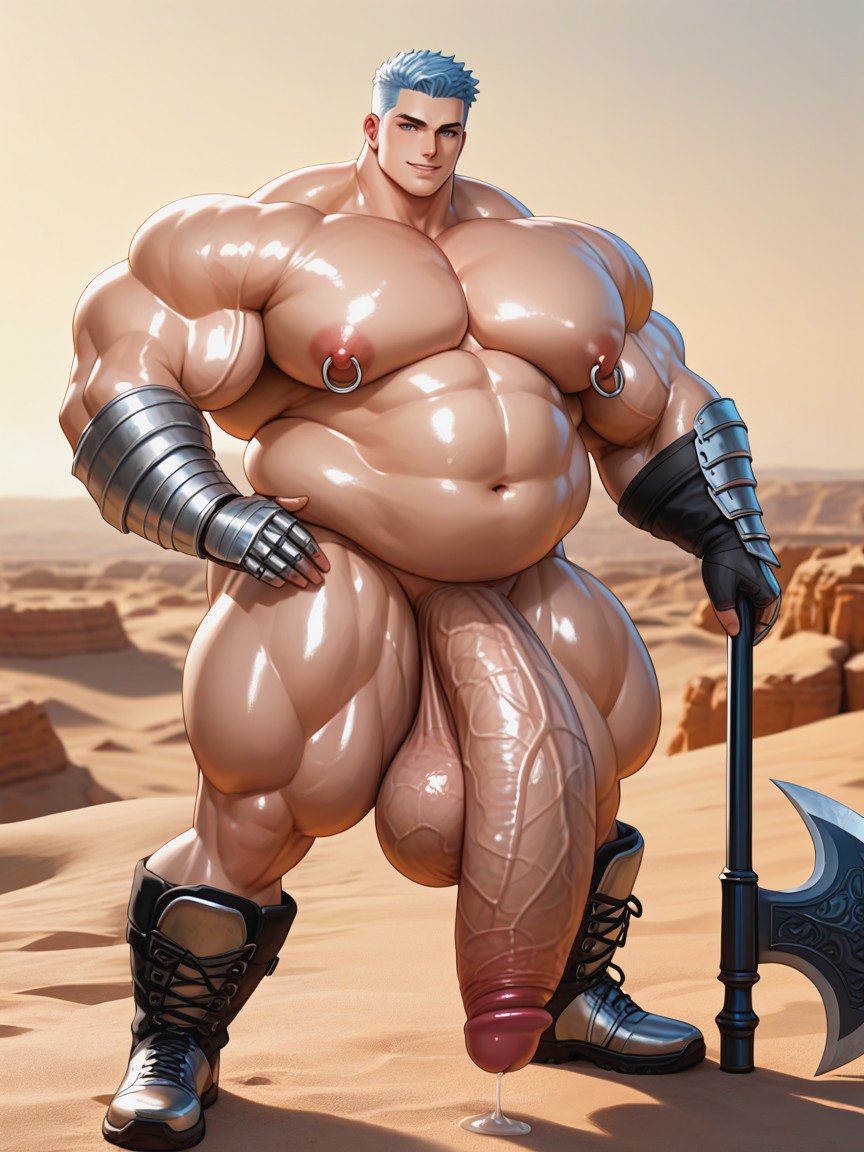 Precum Pouring From Penis, Morbidly Obese, Désert Porno IA Gay