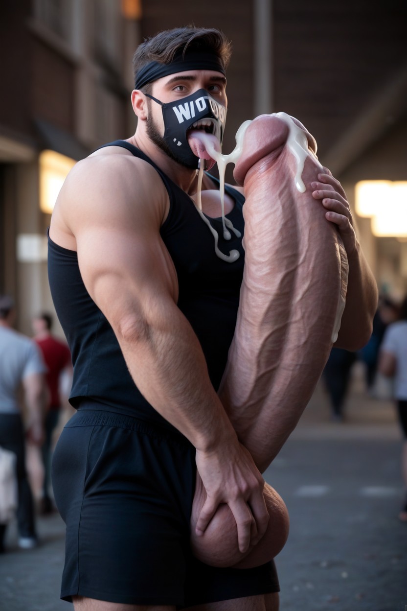 Cum On Tongue, Licks Up Cum, Hugging Own Cock Porno IA Gay