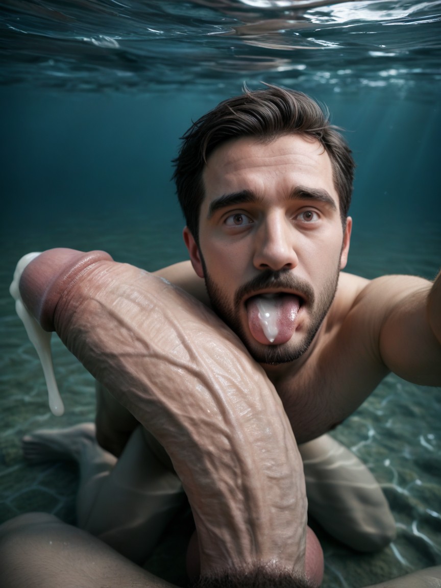 晴れ, Oversized Impossibly Surreal Uncut Hypercock Longer And Thicker Than Body, Under Water ゲイAIポルノ