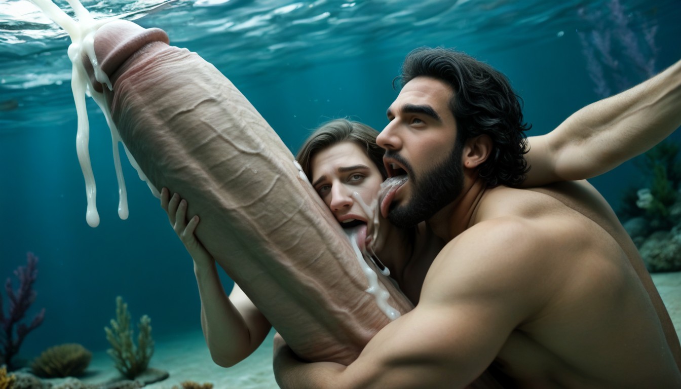 Angular Features, Impossibly Long And Thick Hyper Cock Taller And Thicker Than Body, 18+ AI Gay Porn
