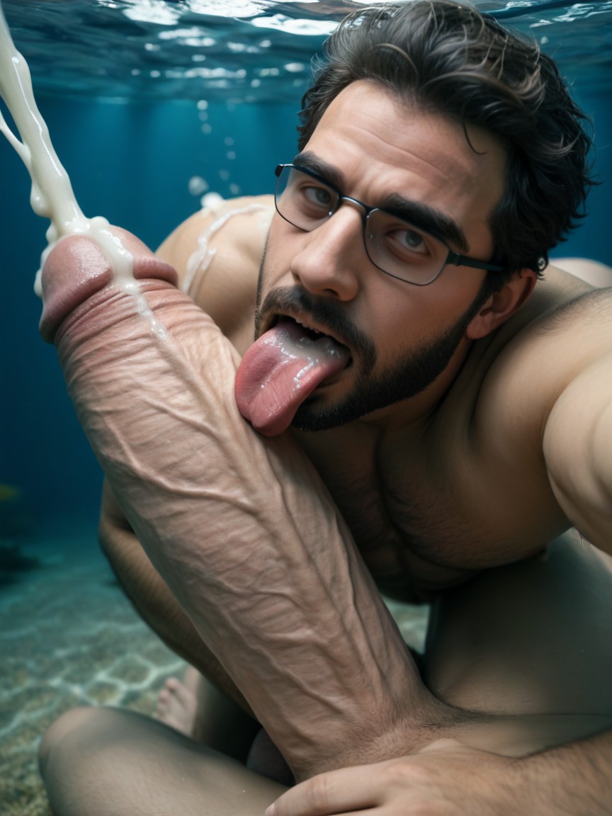 Detailed, Cum On Tongue, 엉덩이에 손 포즈 게이 AI 포르노