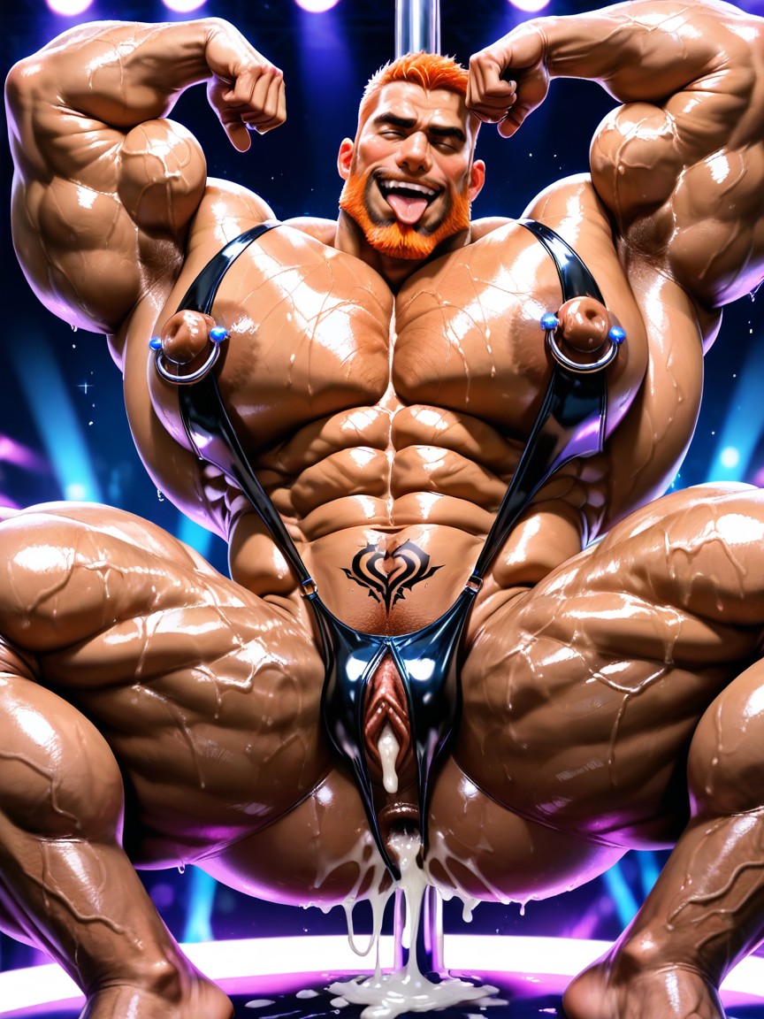 Cheveux Très Courts, Club De Strip-tease, Bodybuilder Body Porno IA Gay