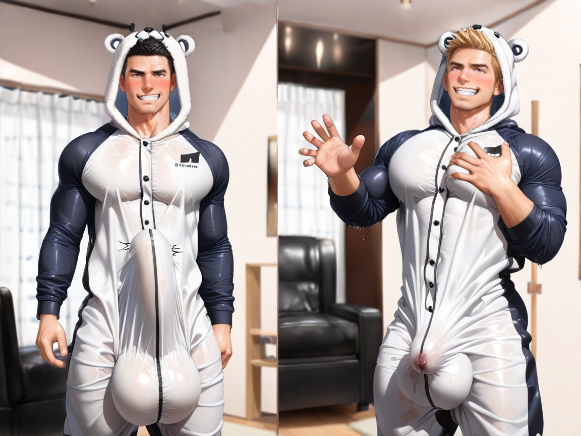 Hq, Yeux Roses, Bara Manga Style Porno IA Gay