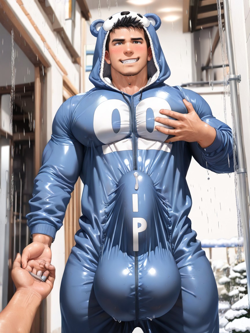 Skintight, Hands Fondling Massive Balls, Pyjama Porno IA Gay