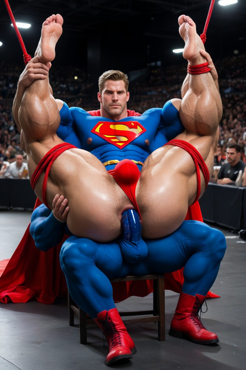 Cosplay, Legs Spread, Boobs Are Fully Covered By Superman’s Shirt Straining Against The Shirt Porno IA Gay