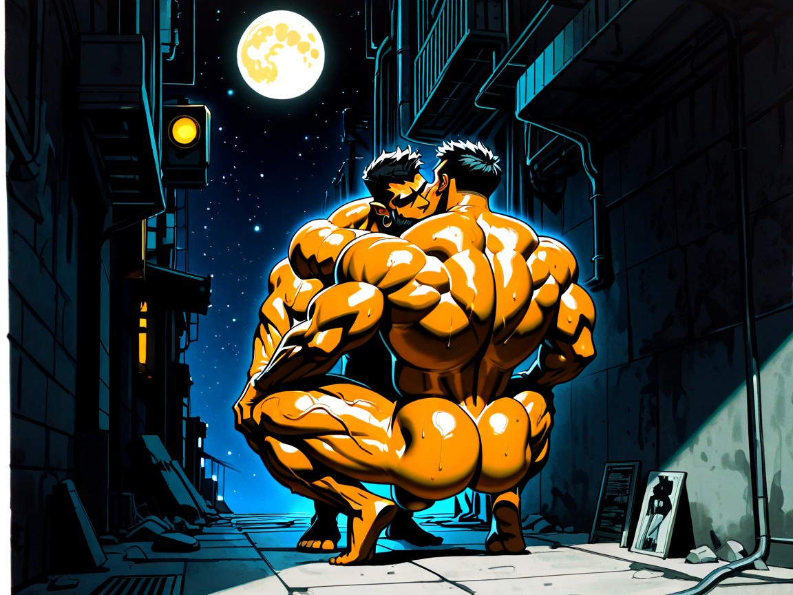Moon, Squatting, Veiny Muscles Porno IA Gay