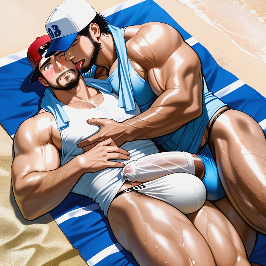 Wet Fabric Precum Leak At Tip, Blushing, Accidental Erection 게이 AI 포르노
