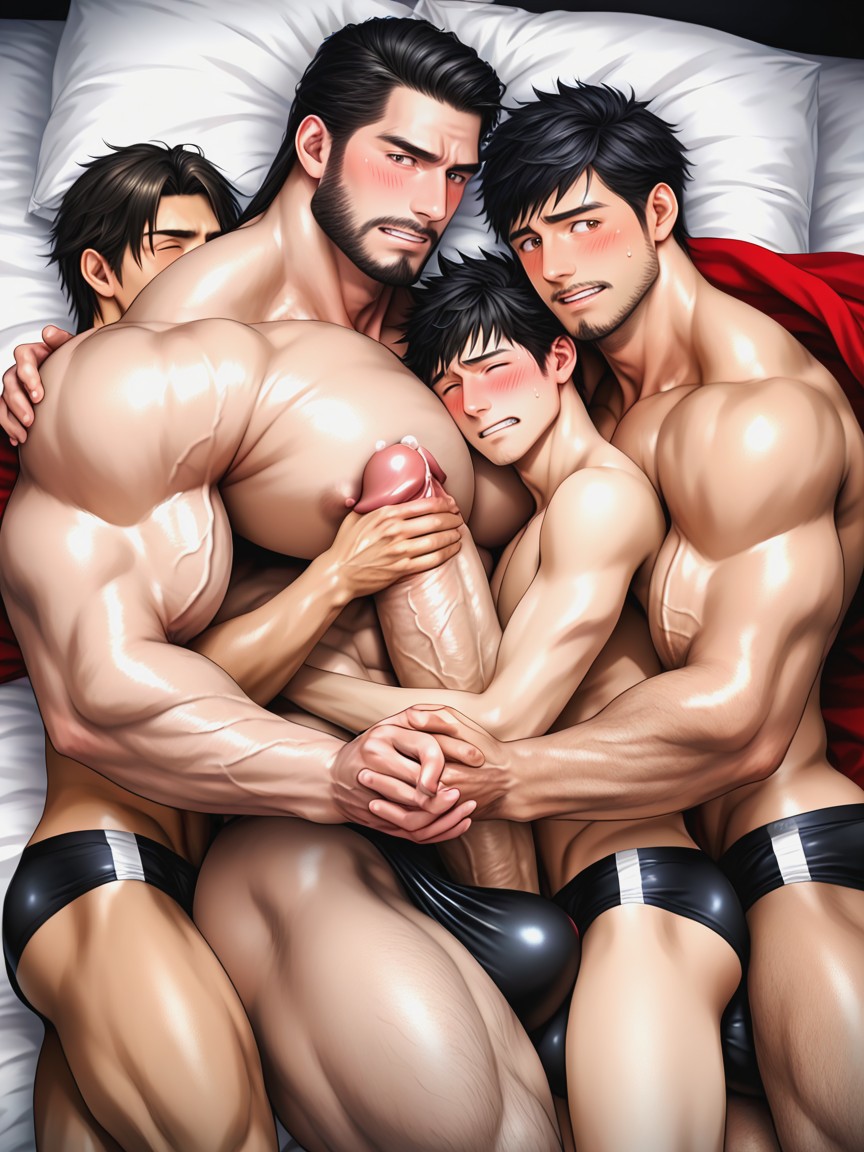 Pressed Against Cock, Absurdly Surreal Oversized Hyper Cock Much Bigger Than Body, Serrer Les Seins Porno IA Gay