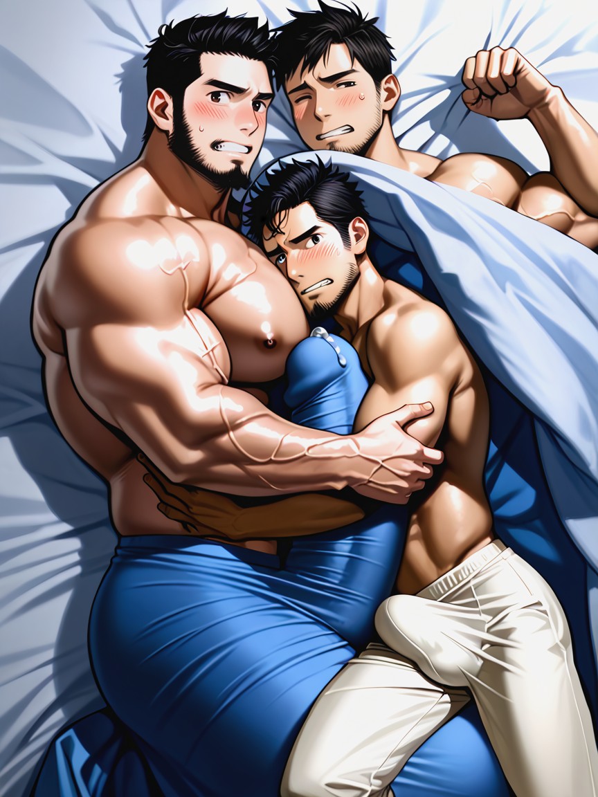 Blanket Covers Hyper Cock, Pressed Together, Private ゲイAIポルノ