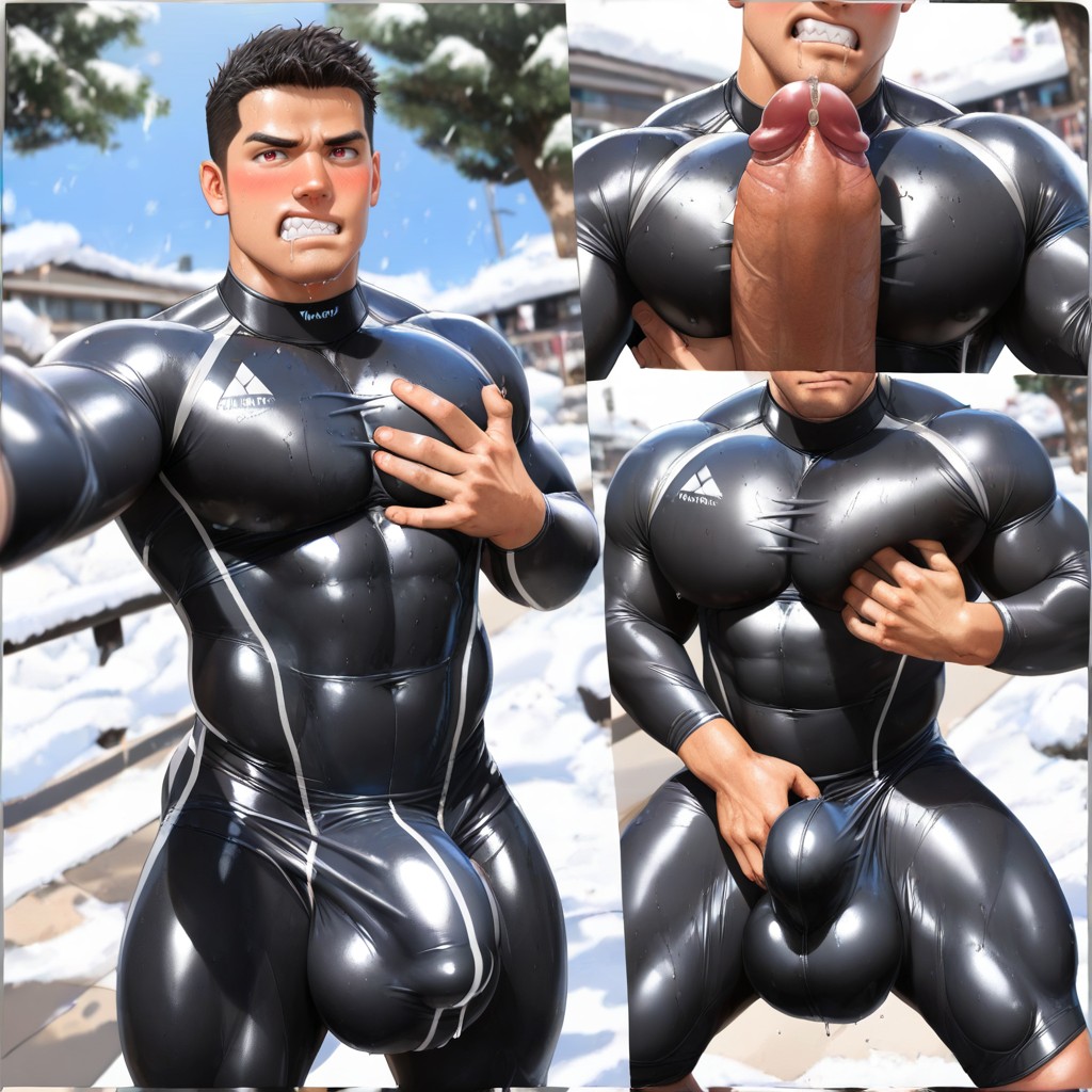 Wetsuit, Fully Upright Upward Boner, Public KI Schwulenporno