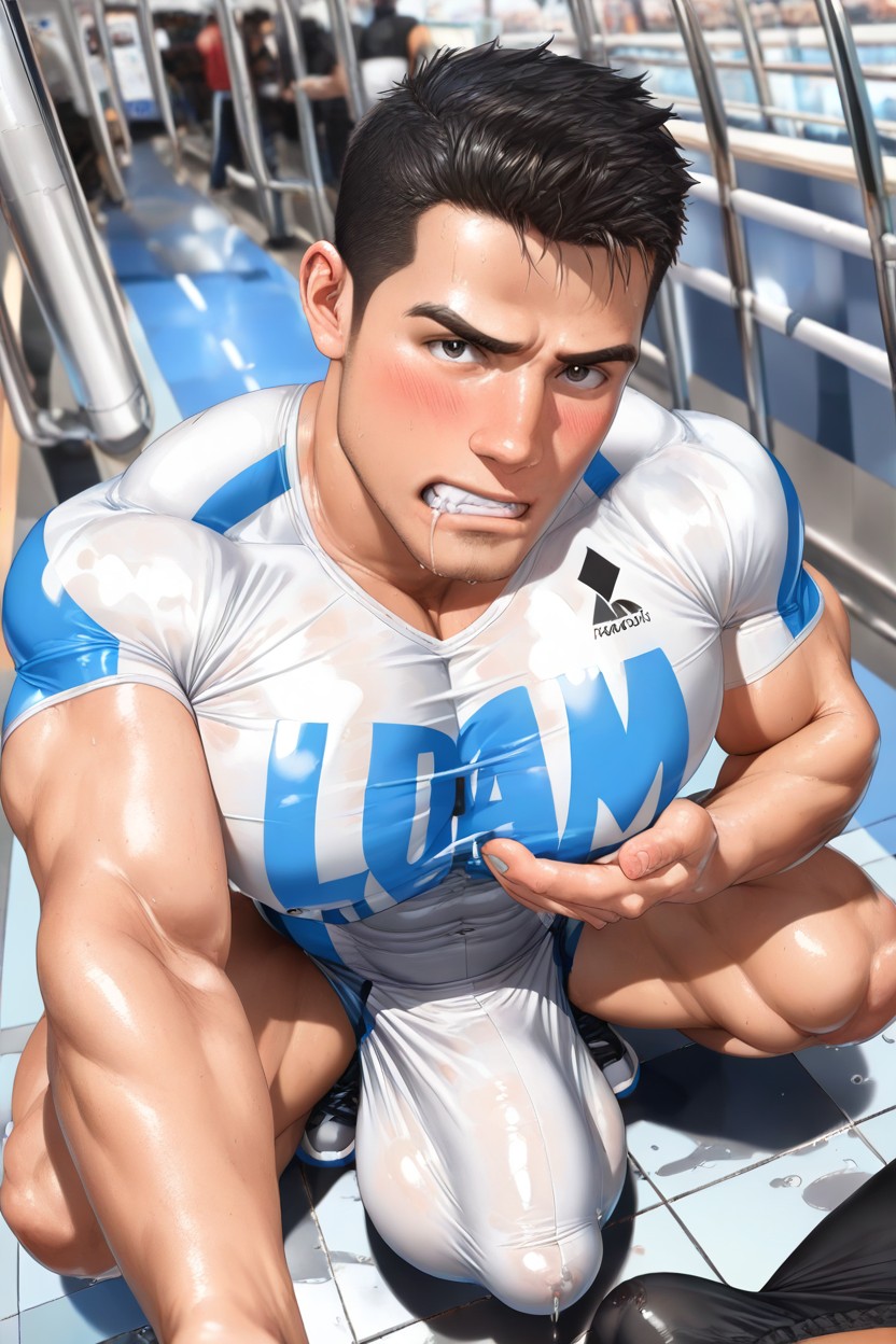 Fully Upright Upward Boner, Blushing, Bulge Thicker And Longer Than Leg Porno IA Gay