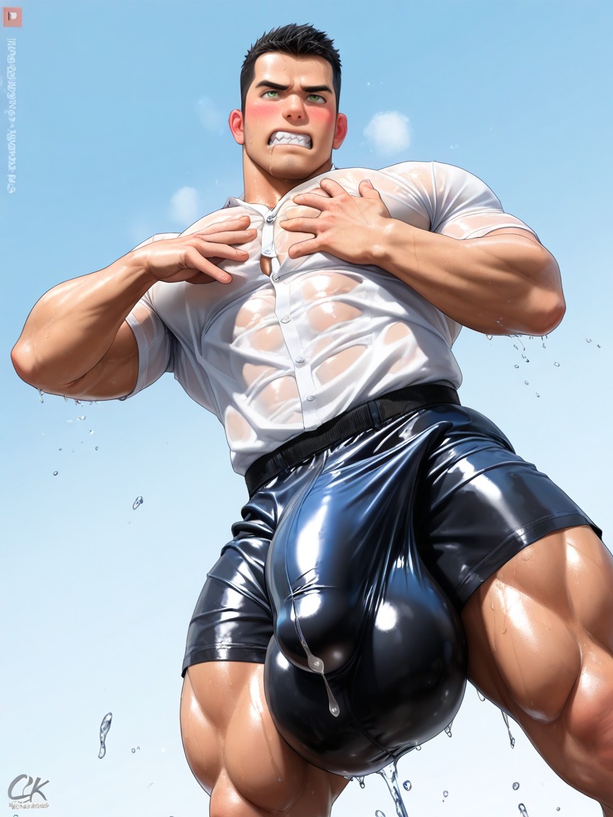 Bara Manga Style, Drooling, Black Hair Porno IA Gay