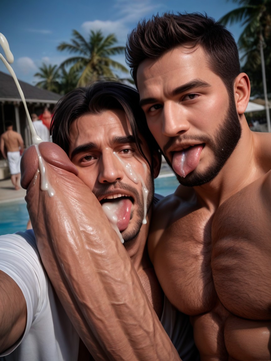 Crowded, Summer, Realistic KI Schwulenporno