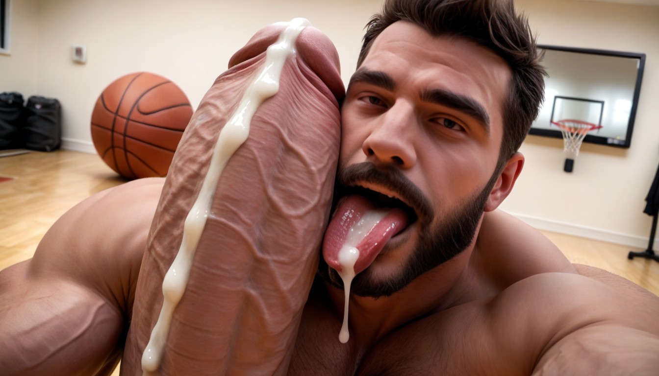 Man Hugs Cock, Handsome Face, Cum All Over Face And Chest Porno IA Gay