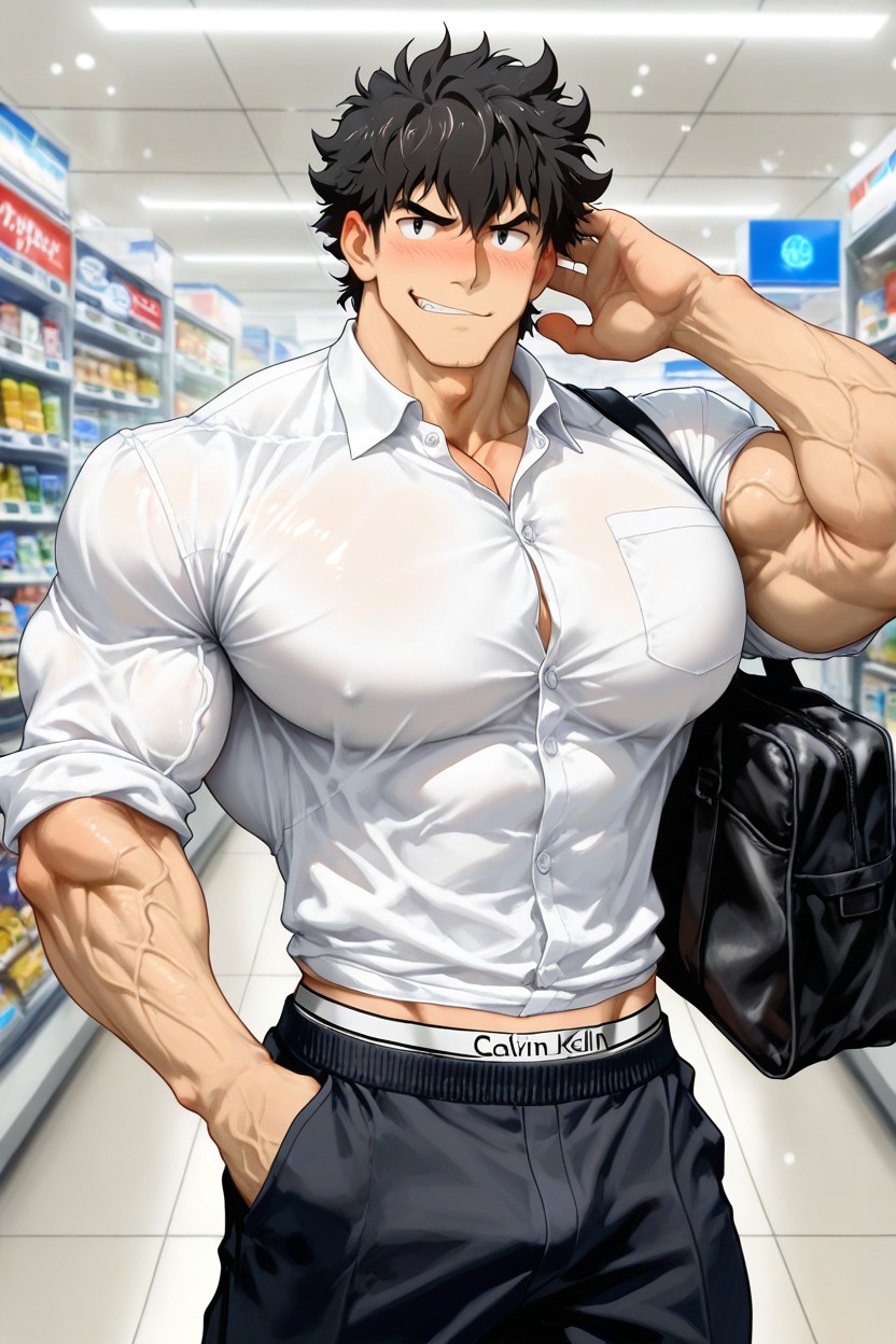 Bursting Shirt, Sourire Narquois, Skinnyarms Porno IA Gay