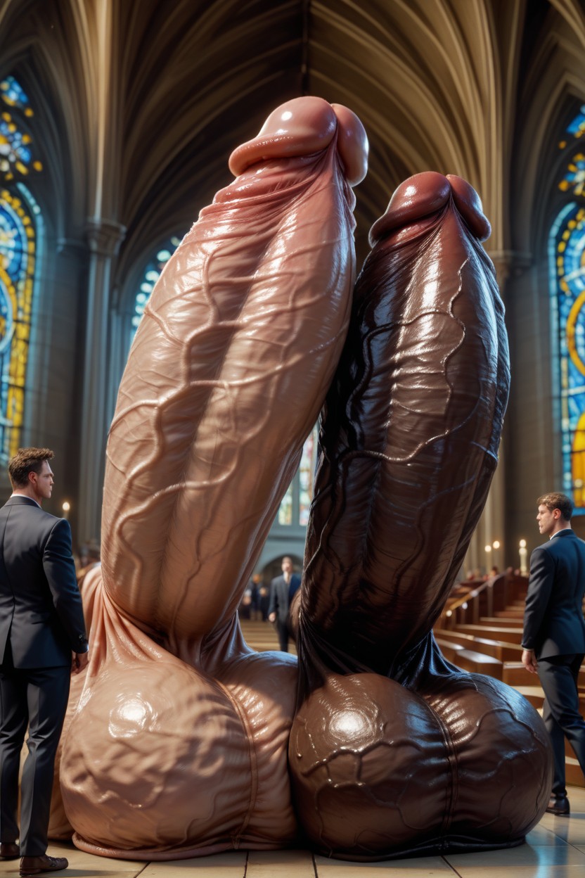 Humongous Erect Penis, Glans Heads Are Bigger Than Penis Shafts, Gigantic Balls Porno IA Gay