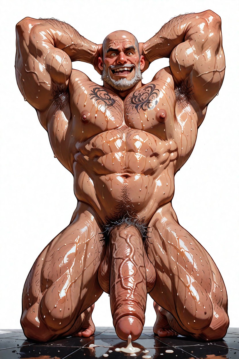 Corps Entier, Hyper Body Hair, Pénis Hyper Long Et Impossible Porno IA Gay